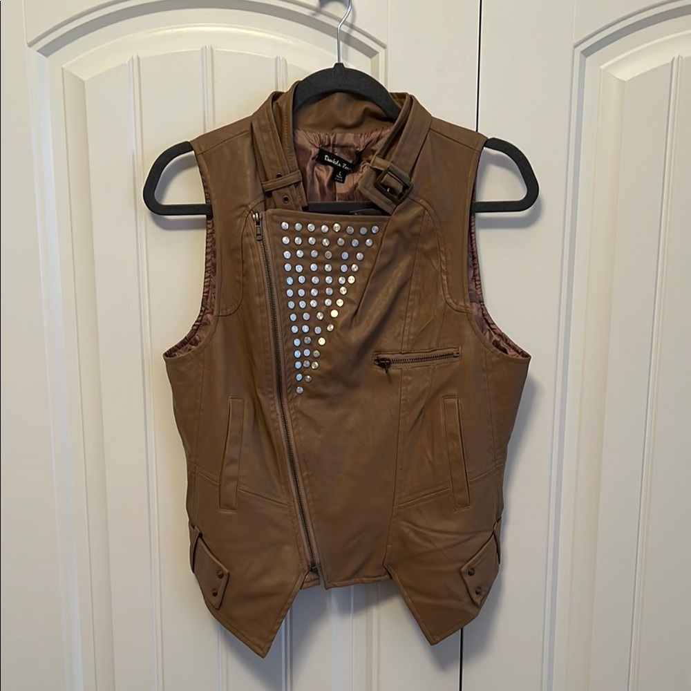 Double Zero Studded Faux Leather Vest Large NWT